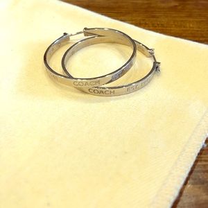 Authentic Silver Coach hoop earrings.